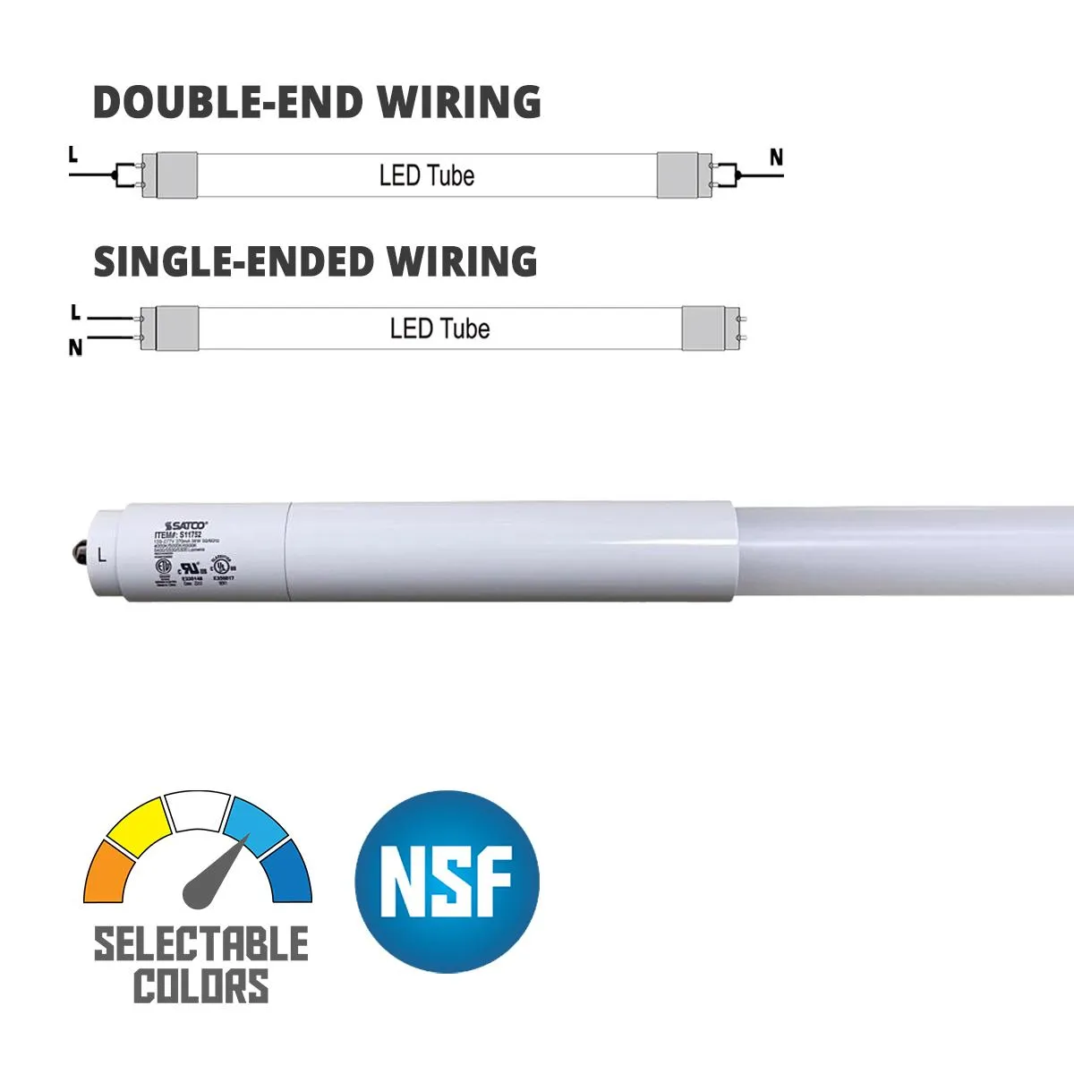 10 Pack - 8ft T8 LED Bulb, 5500lm, 40K|50K|65K, Fa8 Base, Ballast Bypass, Single|Dual End