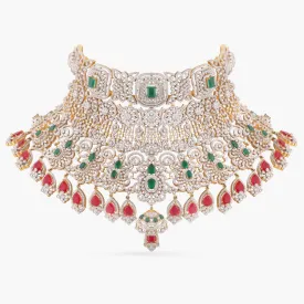 Akshaja Grand Bridal CZ Silver Choker
