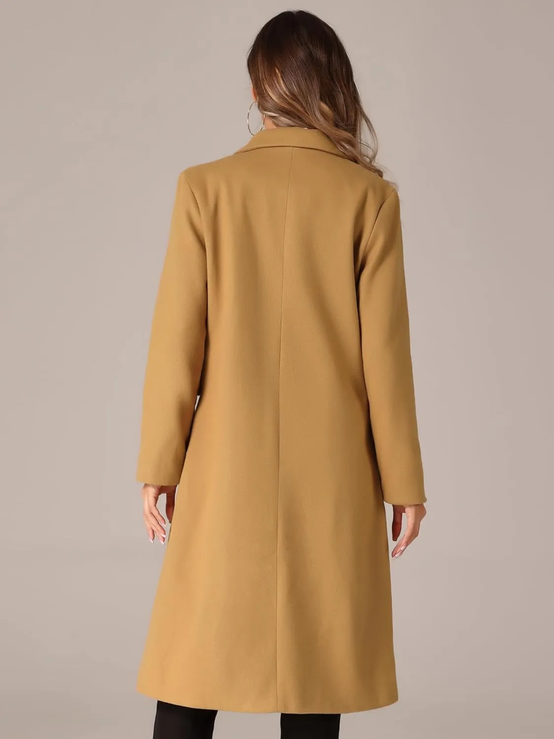 Allegra K Double Breasted Coat for Women's Notched Lapel Collar Classic Winter Overwear