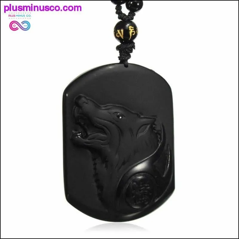AlphaMan Black Obsidian Wolf Necklace || PlusMinusco.com