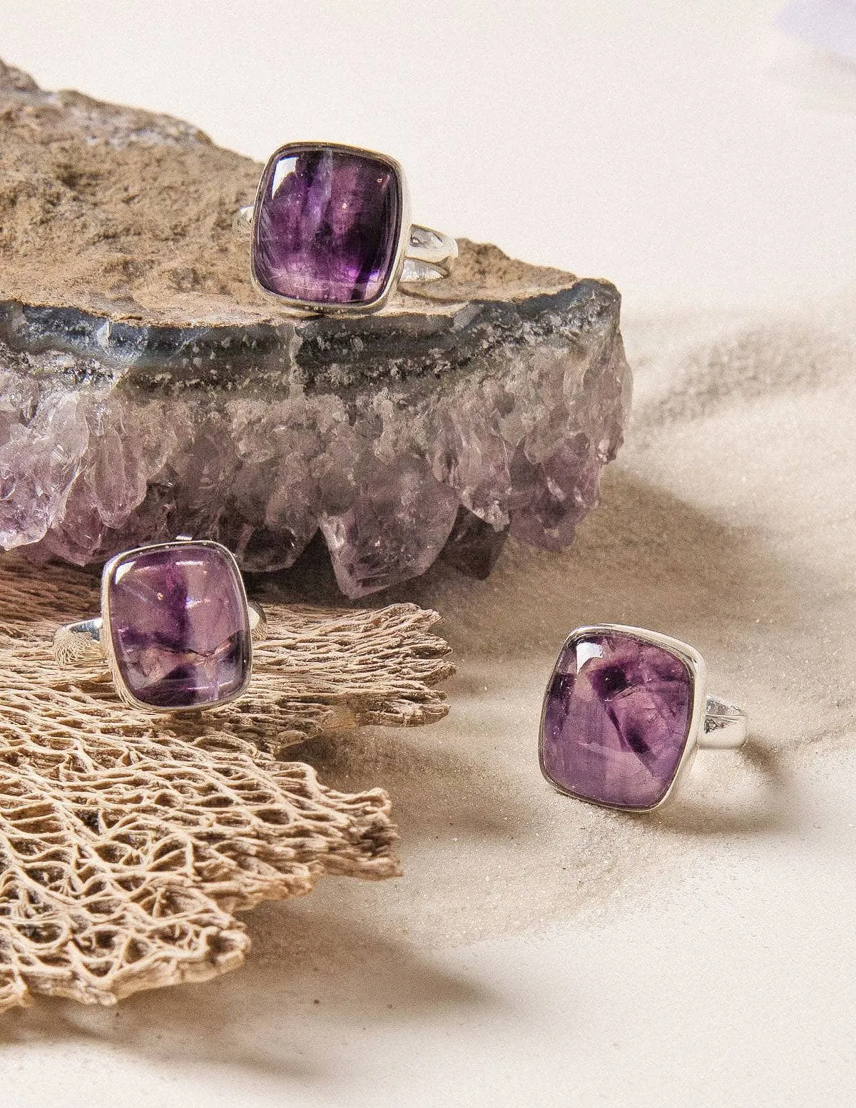 Amethyst Square Gemstone Ring