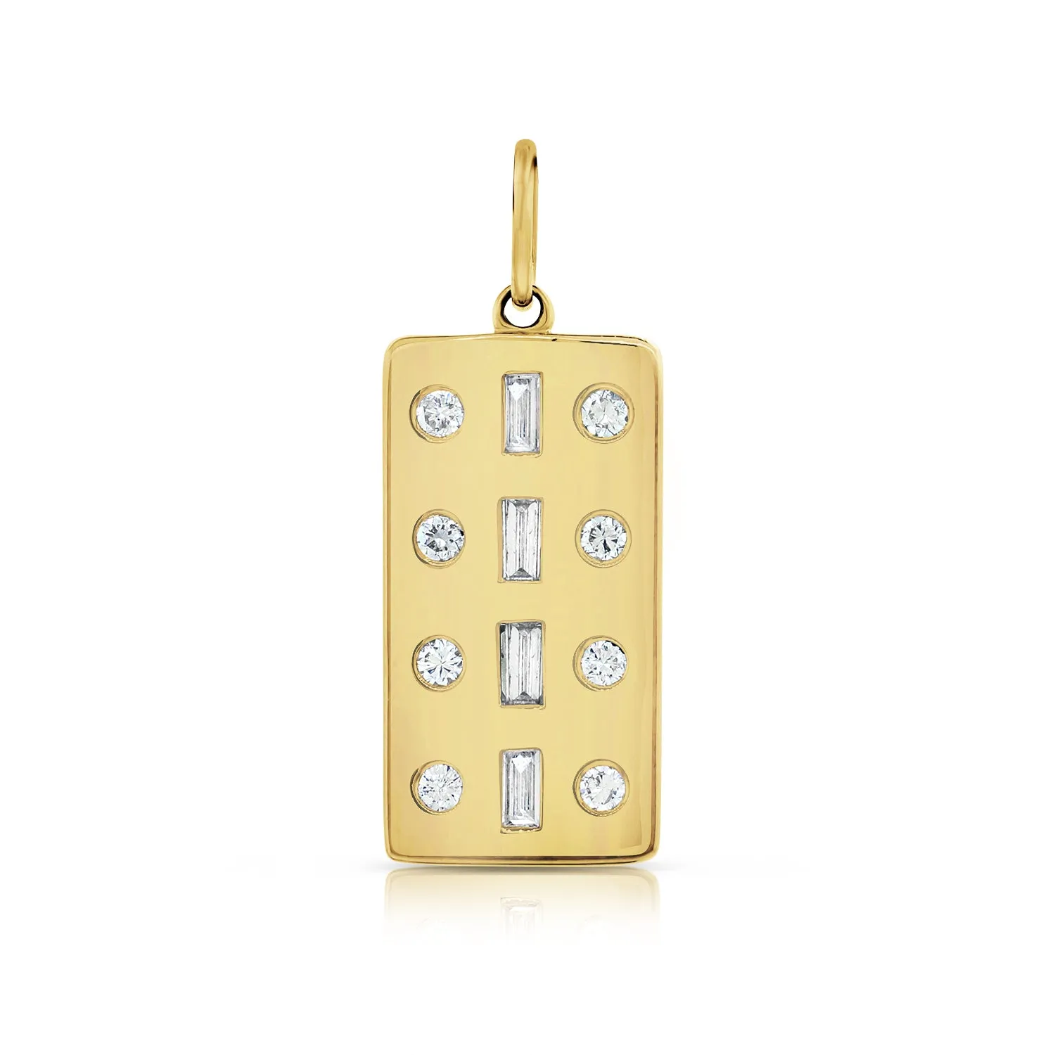 Baguette   Round Diamonds Vertical Plate Charm
