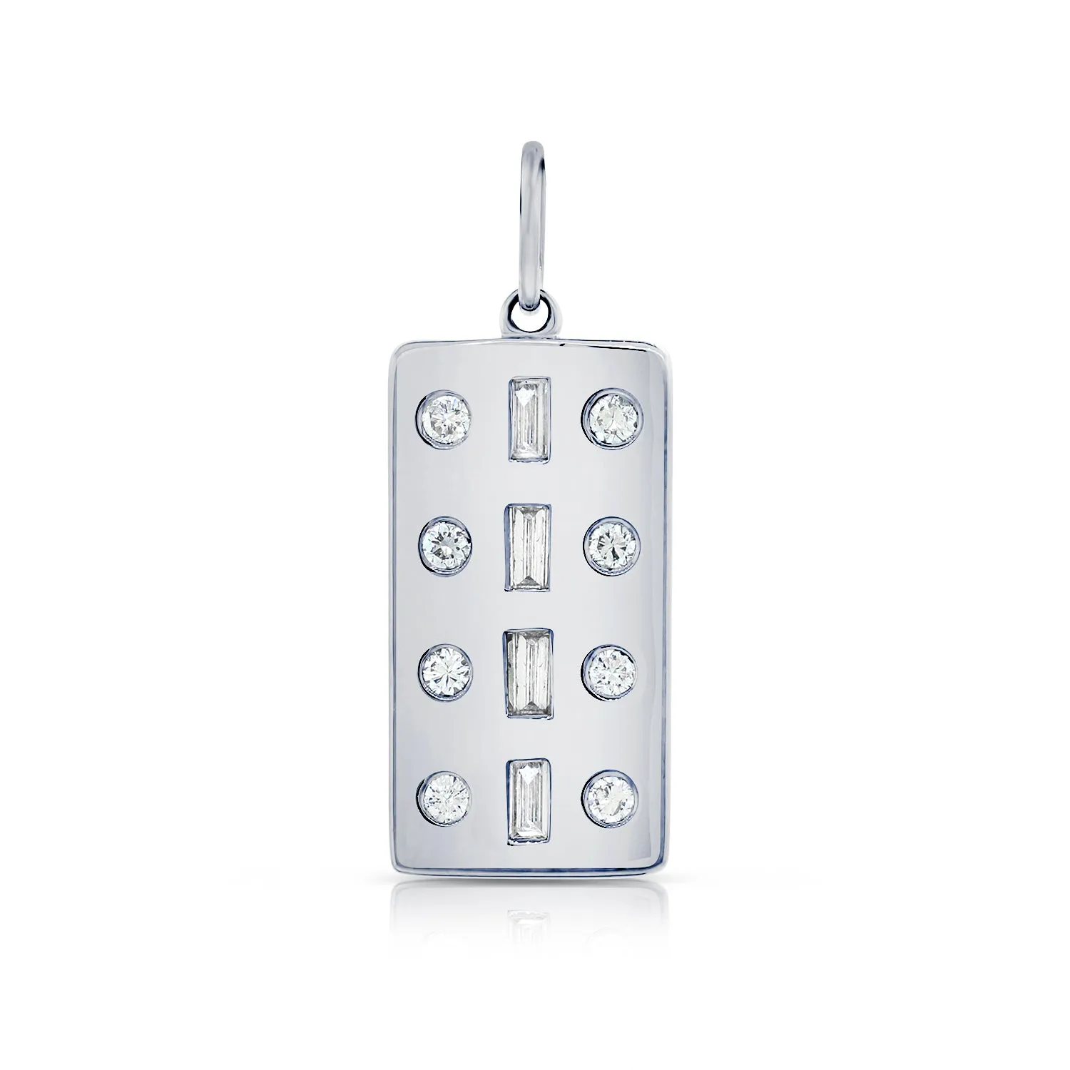 Baguette   Round Diamonds Vertical Plate Charm