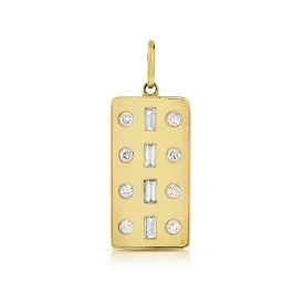 Baguette   Round Diamonds Vertical Plate Charm
