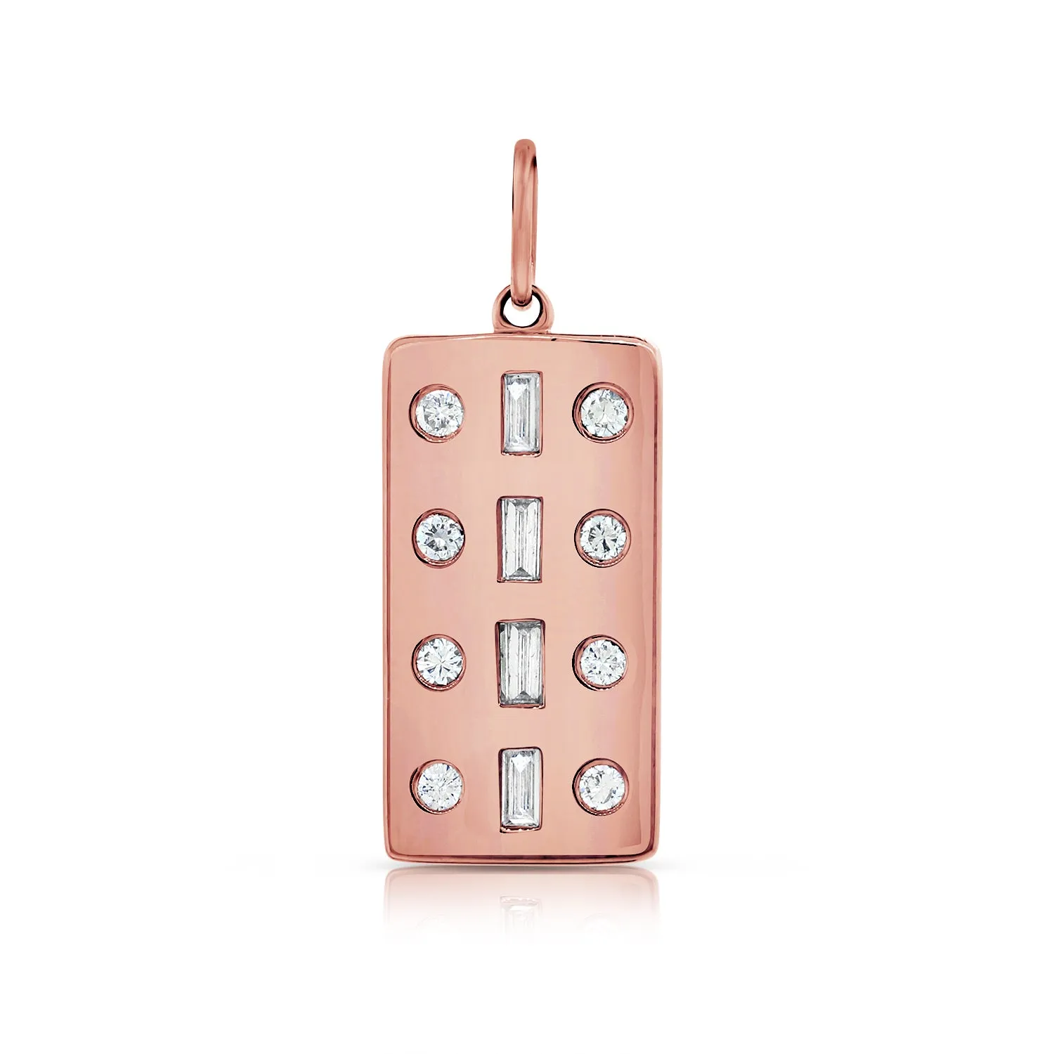 Baguette   Round Diamonds Vertical Plate Charm