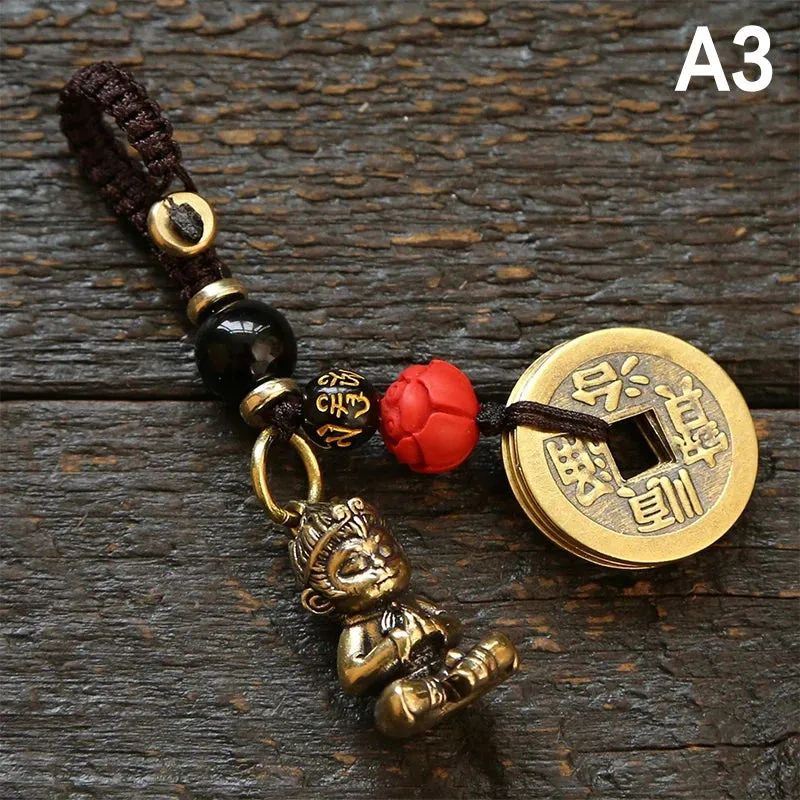 Black Myth Wukong Game Peripheral Keychain Brass Copper Coin Car Pendant Stereoscopic School Bag Luggage Car Pendant Decoration