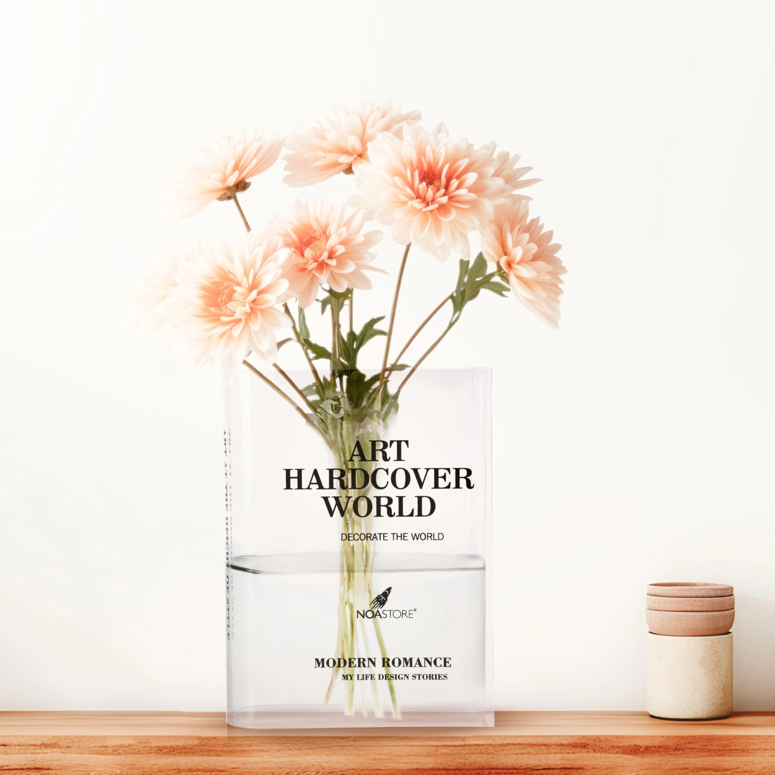 Book Vase For Flowers, 78"X59"X15" - Aesthetic Clear Book Shaped Unique Vase
