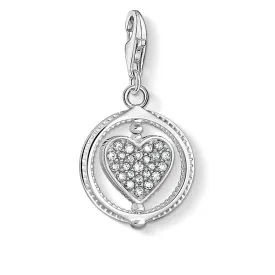 CHARM CLUB STERLING SILVER CZ ROTATING LOVE HEART CHARM