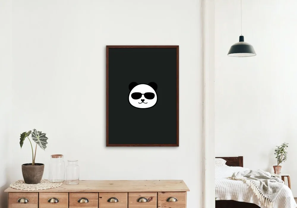 Cool Panda Black And White Wall Art PRINTABLE WALL ART, Musician Gift, Rock Poster, Wall Of Fame, Cool Poster, Rock And Roll Decor, Panda Poster