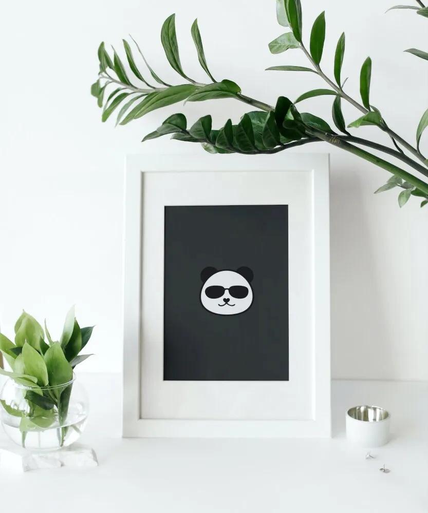 Cool Panda Black And White Wall Art PRINTABLE WALL ART, Musician Gift, Rock Poster, Wall Of Fame, Cool Poster, Rock And Roll Decor, Panda Poster