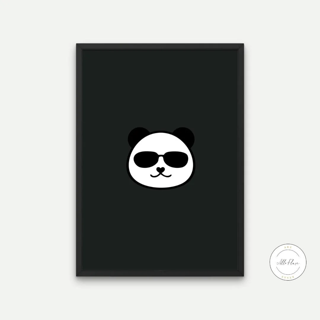 Cool Panda Black And White Wall Art PRINTABLE WALL ART, Musician Gift, Rock Poster, Wall Of Fame, Cool Poster, Rock And Roll Decor, Panda Poster