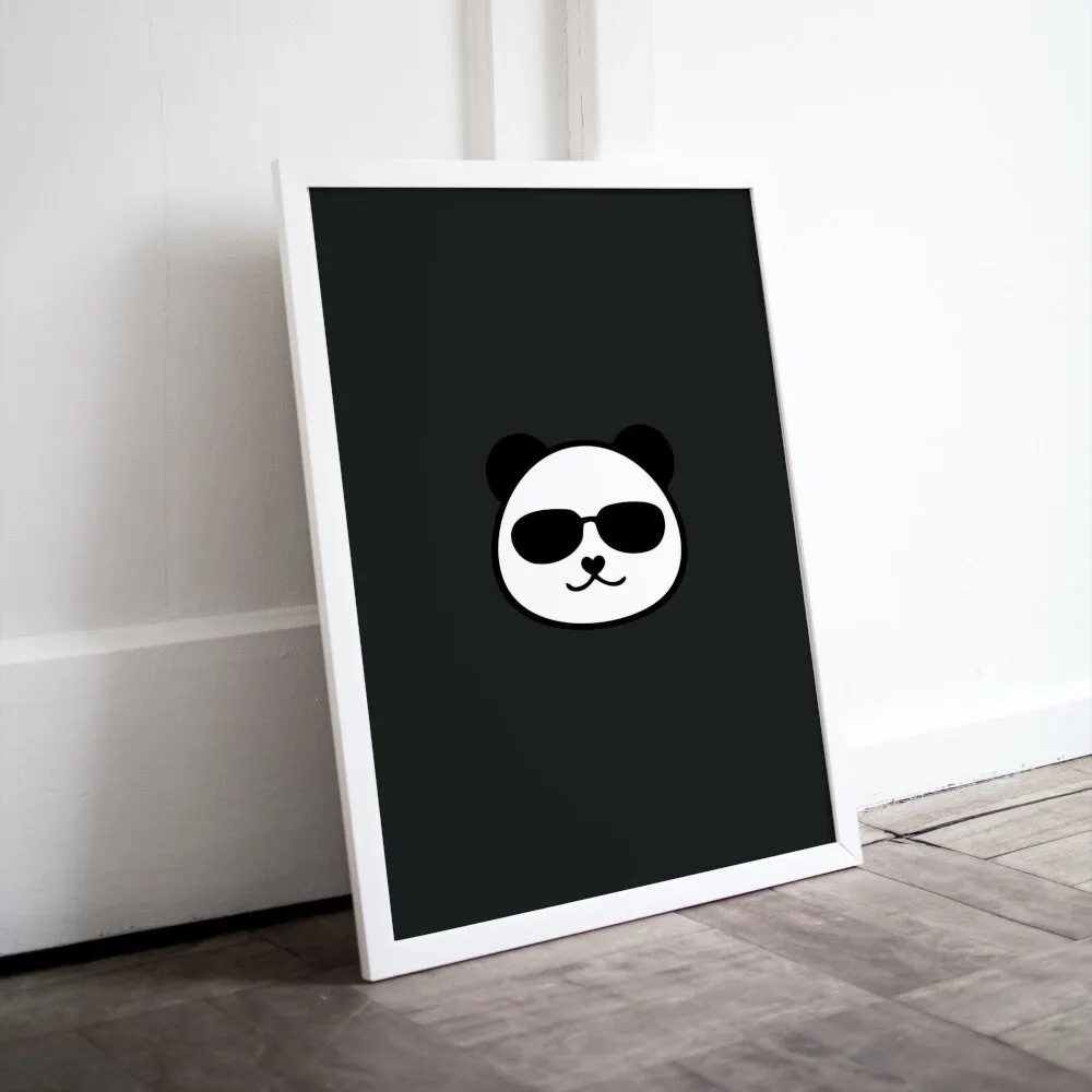 Cool Panda Black And White Wall Art PRINTABLE WALL ART, Musician Gift, Rock Poster, Wall Of Fame, Cool Poster, Rock And Roll Decor, Panda Poster