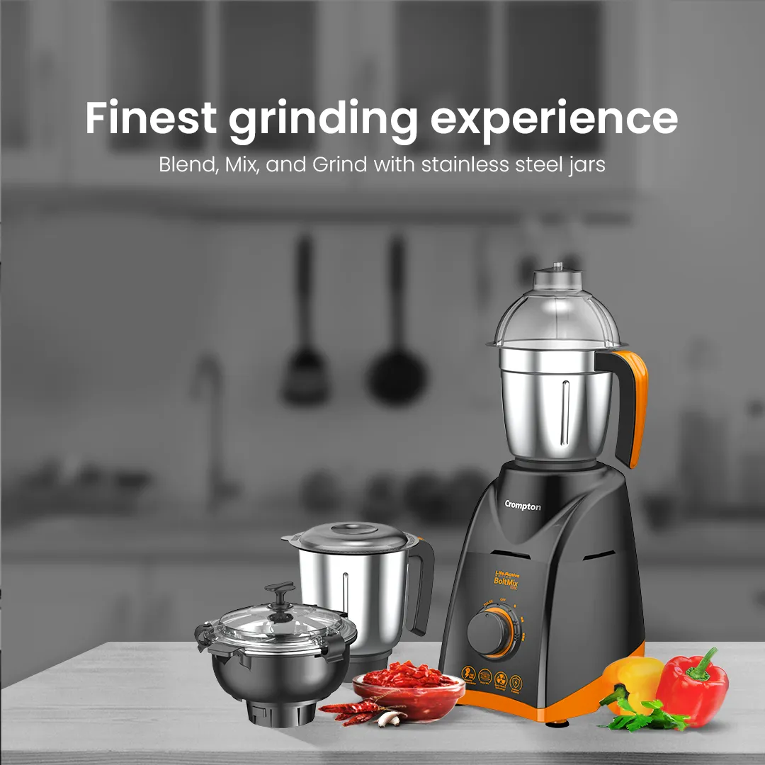 Crompton Boltmix Cool 750W,  Mixer Grinder, 3 Jars With Cool Chutney Jar