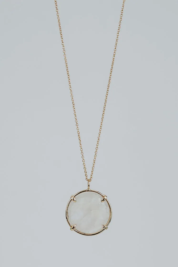 Crystal Ball Necklace - Moonstone 14k