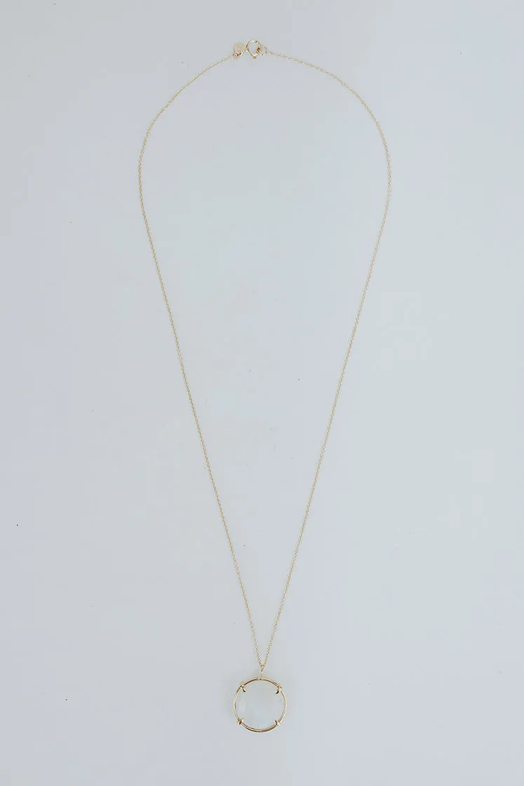 Crystal Ball Necklace - Moonstone 14k