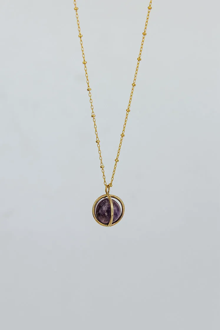 Crystal Sphere Necklace - Amethyst