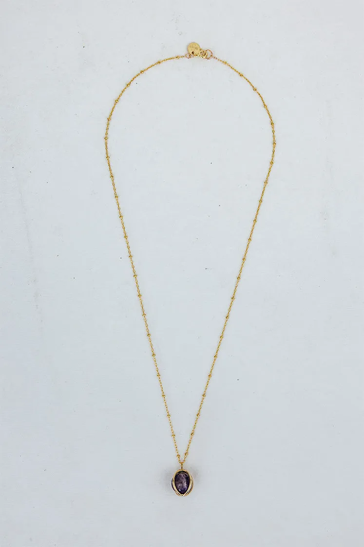 Crystal Sphere Necklace - Amethyst