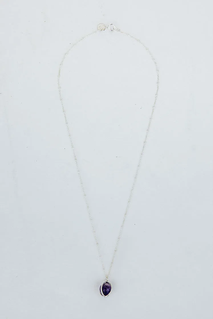 Crystal Sphere Necklace - Amethyst