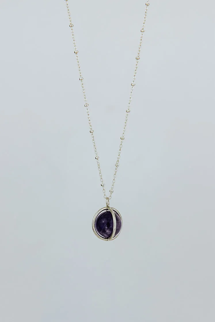 Crystal Sphere Necklace - Amethyst