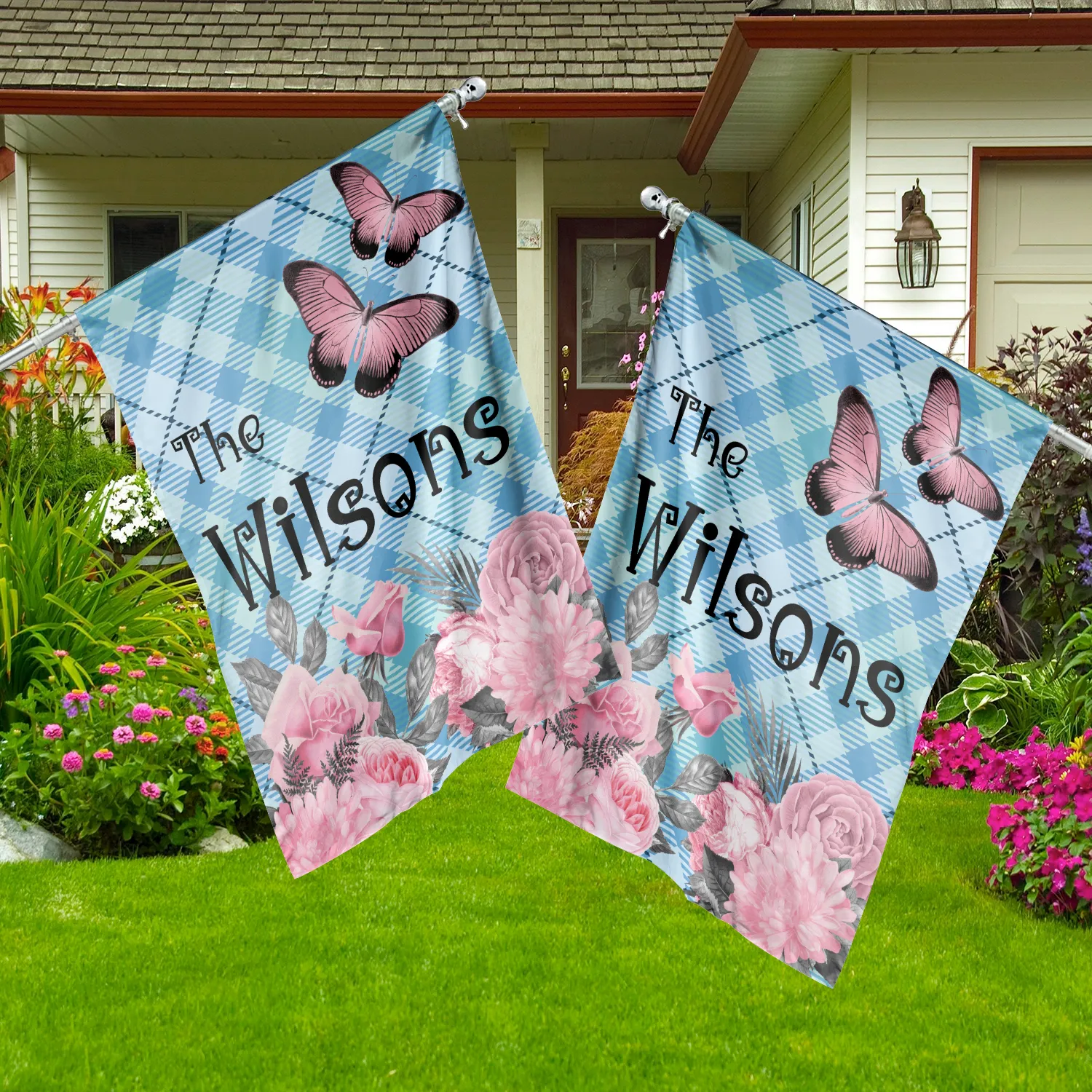 Custom Pastel Goth Flag: Personalized Family Last Name Est. Year Garden Sign - Double Sided, UV Resistant Polyester - Various Sizes - Outdoor Decoration