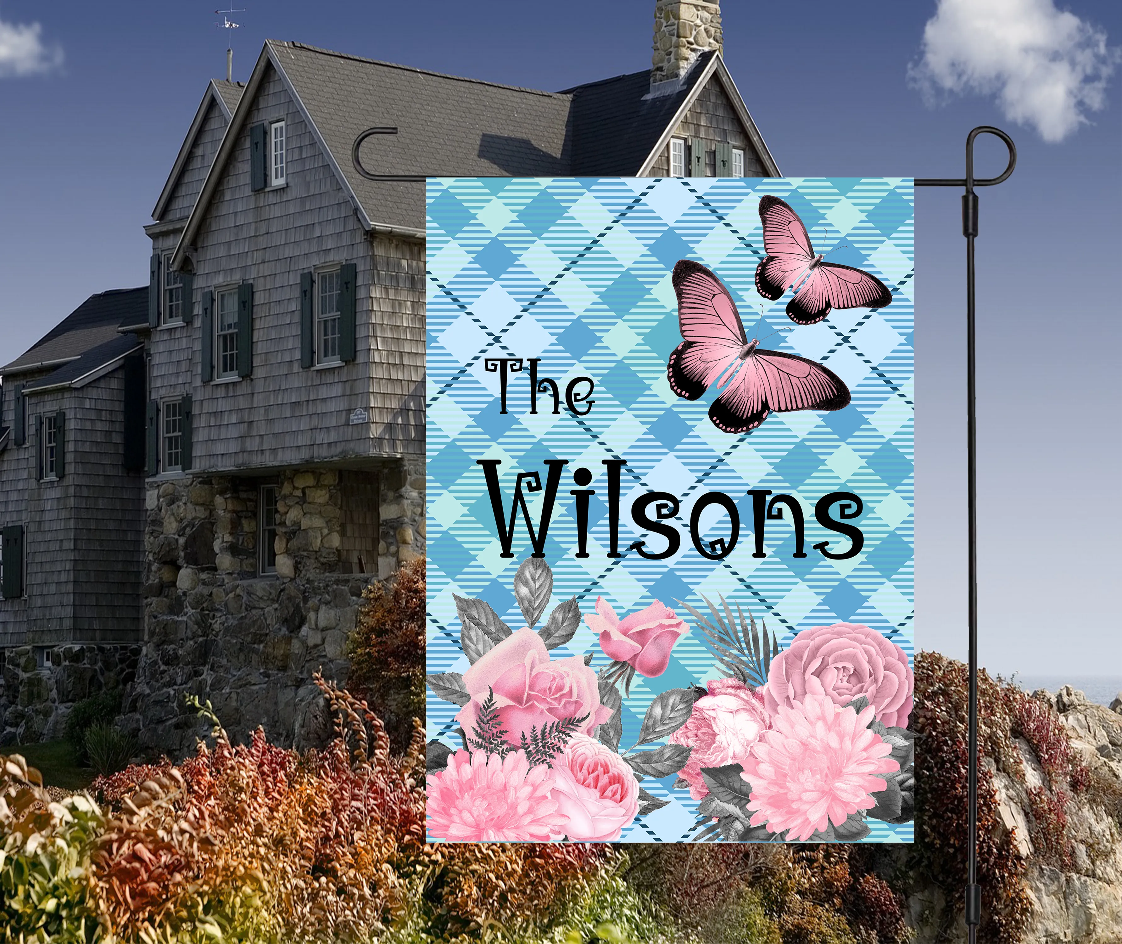 Custom Pastel Goth Flag: Personalized Family Last Name Est. Year Garden Sign - Double Sided, UV Resistant Polyester - Various Sizes - Outdoor Decoration