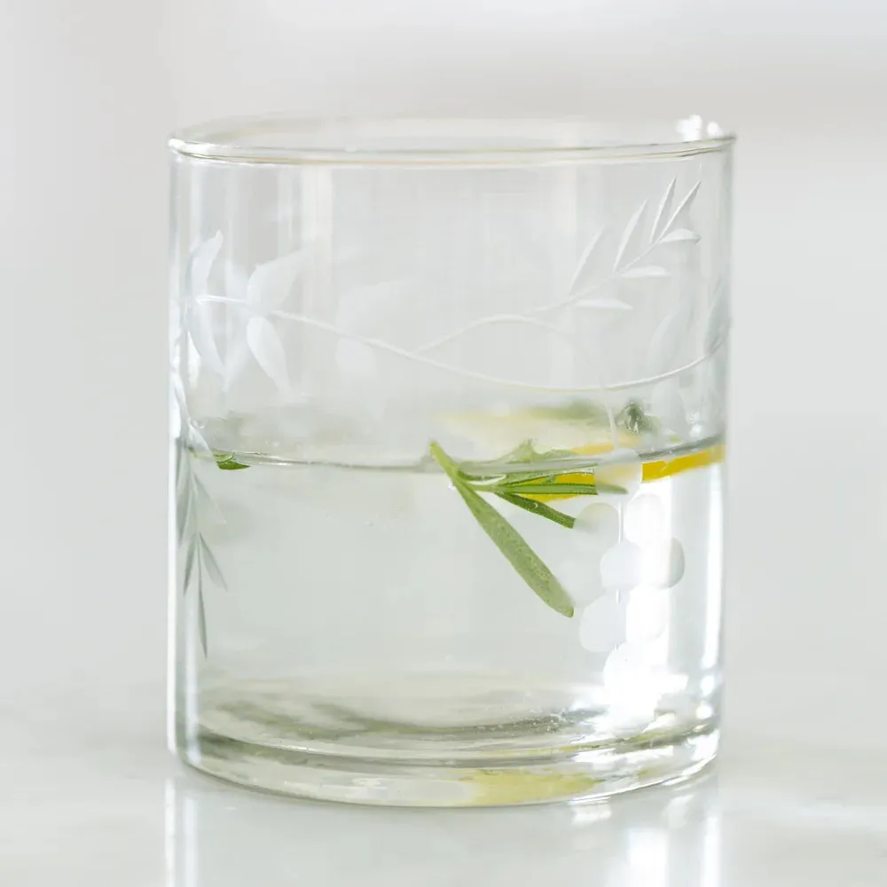 Etched Tumbler Glasses - Rambling Vine