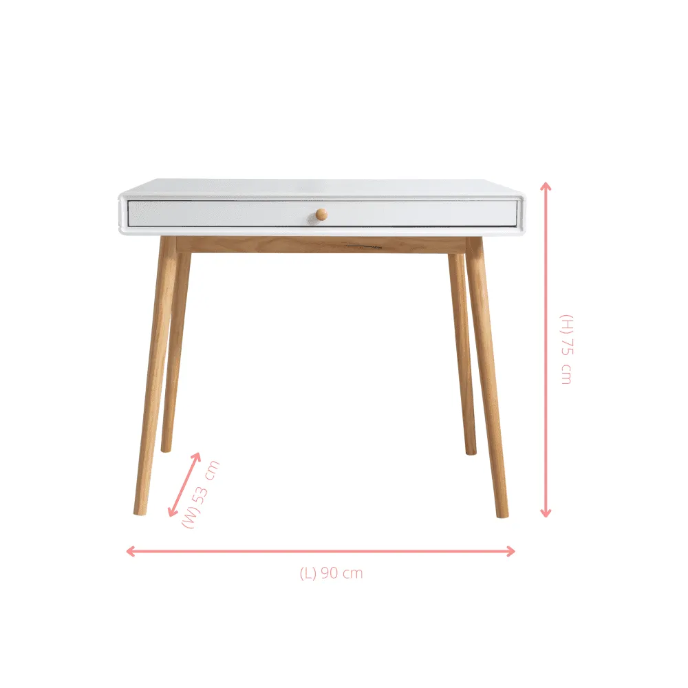 Frank Desk in Classic White and Natural Pine
