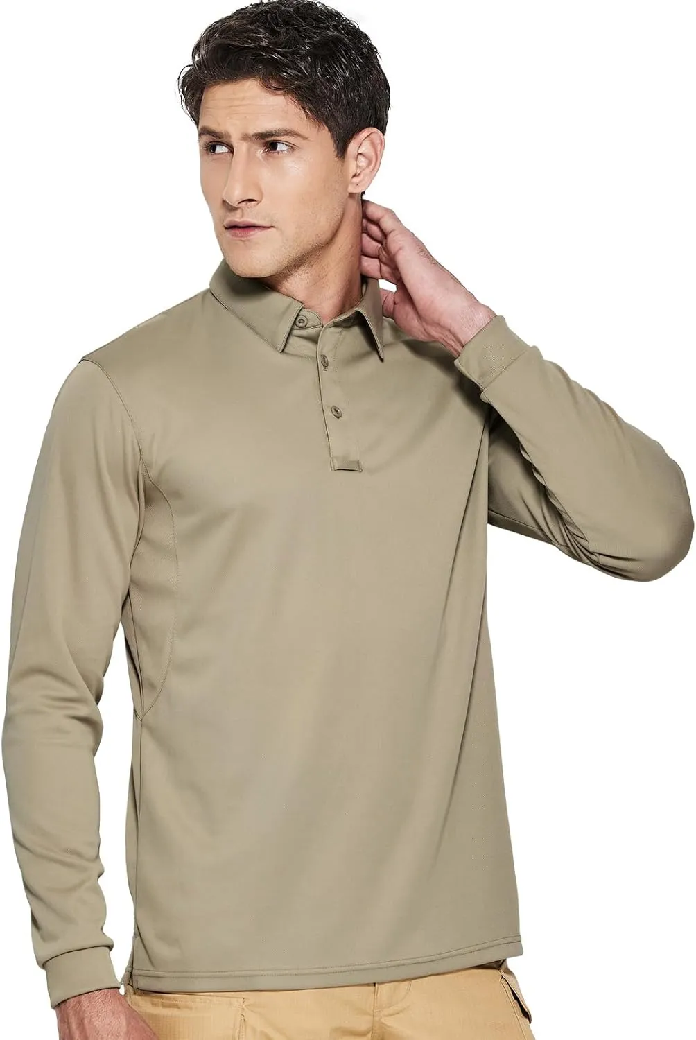 Haimont Men's Performance Dry Fit Polo Shirt Short and Long Sleeve Golf Collared T-Shirts for Tactical Outdoor Hiking