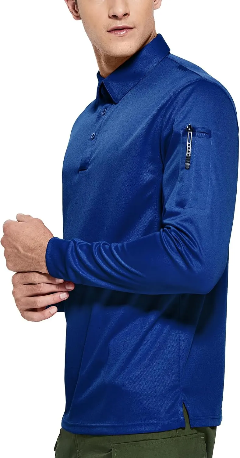 Haimont Men's Performance Dry Fit Polo Shirt Short and Long Sleeve Golf Collared T-Shirts for Tactical Outdoor Hiking