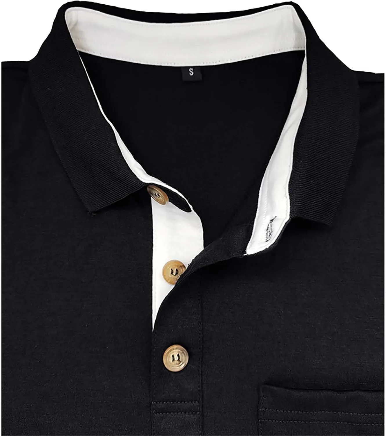 HXHYQKP Men's Polo Shirts Summer Short Sleeve Casual 3 Button T-Shirts Classic Basic Golf Work Tees Tops with Pocket
