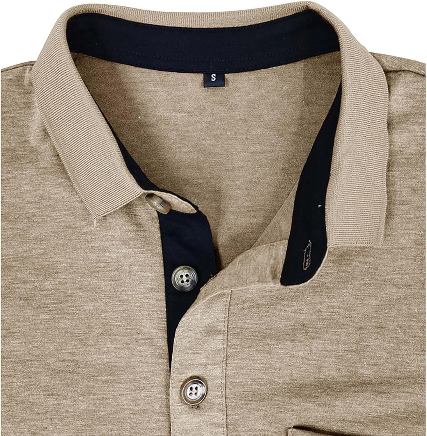 HXHYQKP Men's Polo Shirts Summer Short Sleeve Casual 3 Button T-Shirts Classic Basic Golf Work Tees Tops with Pocket