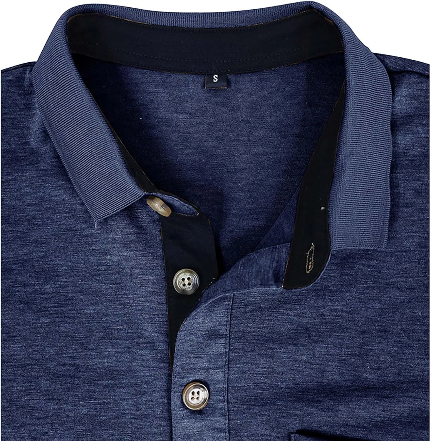 HXHYQKP Men's Polo Shirts Summer Short Sleeve Casual 3 Button T-Shirts Classic Basic Golf Work Tees Tops with Pocket