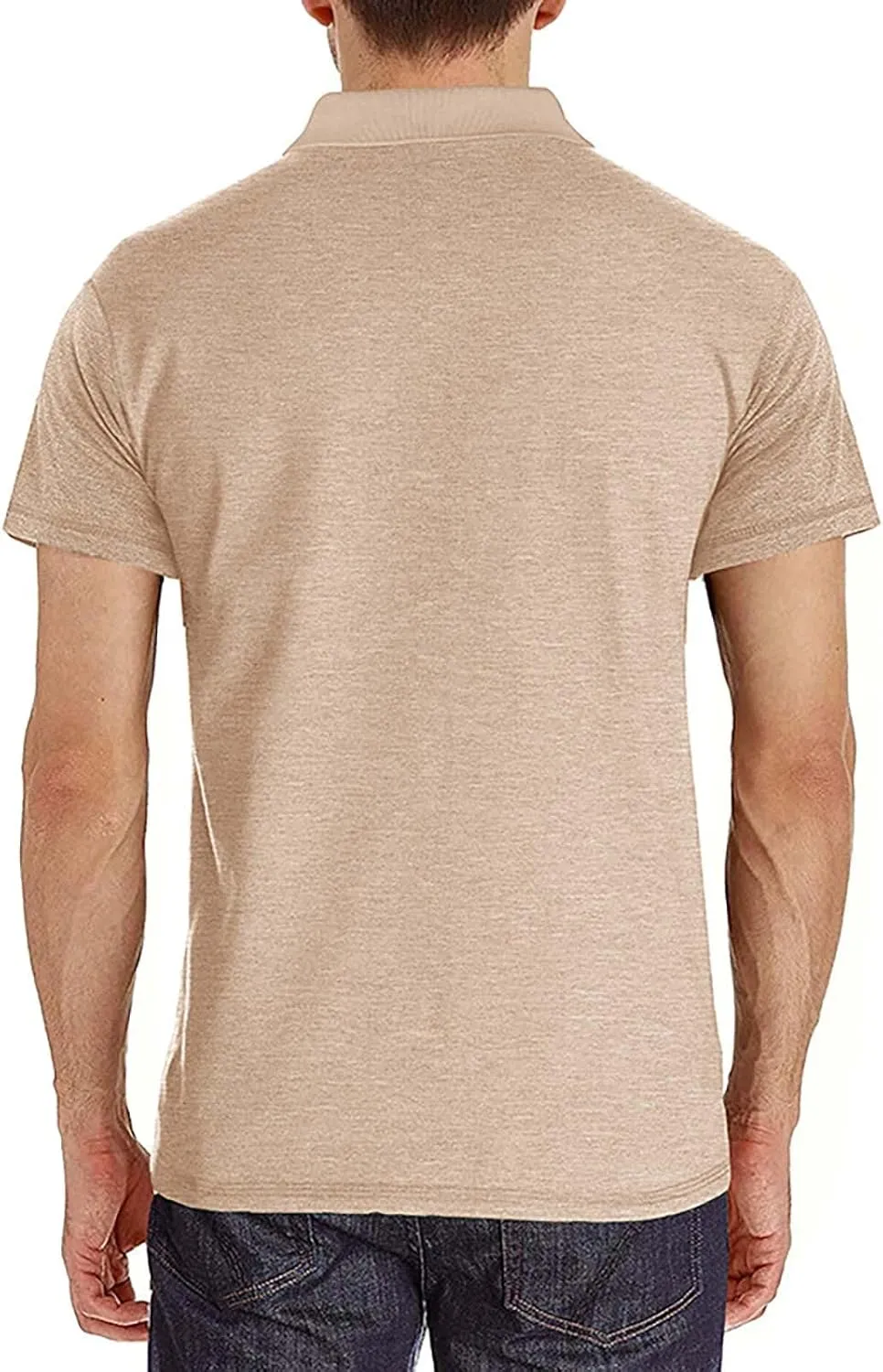 HXHYQKP Men's Polo Shirts Summer Short Sleeve Casual 3 Button T-Shirts Classic Basic Golf Work Tees Tops with Pocket