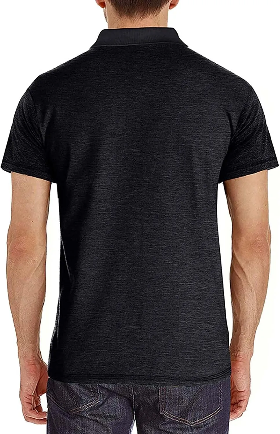 HXHYQKP Men's Polo Shirts Summer Short Sleeve Casual 3 Button T-Shirts Classic Basic Golf Work Tees Tops with Pocket