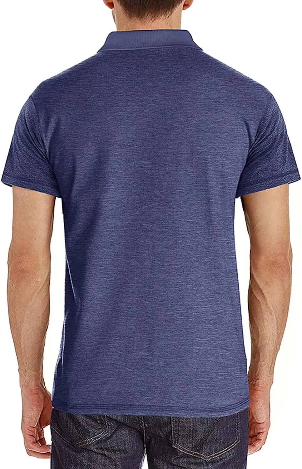 HXHYQKP Men's Polo Shirts Summer Short Sleeve Casual 3 Button T-Shirts Classic Basic Golf Work Tees Tops with Pocket