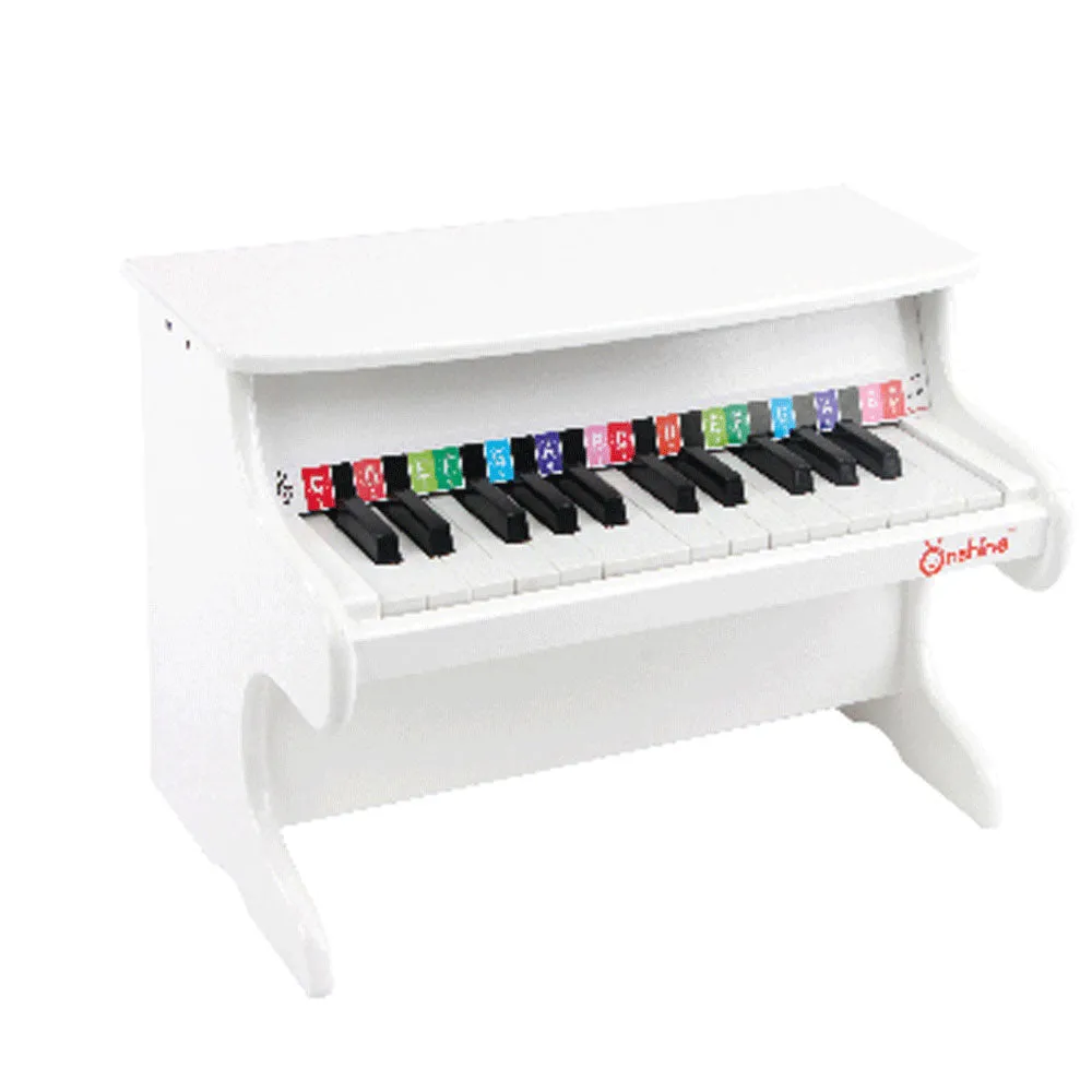 Kids Wooden Pretend Musical Toy Baby Children Grand Toy Mini 25 Keys Piano - white