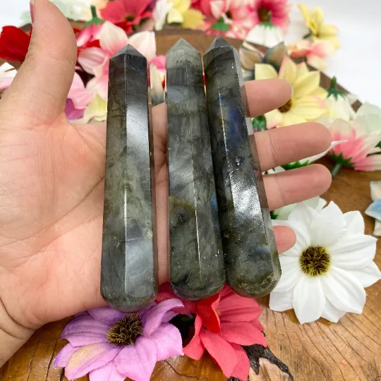 Labradorite Massage Wand, Gemstone Massage Wand, Polished Labradorite, Crystal Healing Wand, Tower Point, Self Care, Unique Gifts