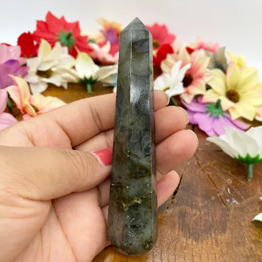 Labradorite Massage Wand, Gemstone Massage Wand, Polished Labradorite, Crystal Healing Wand, Tower Point, Self Care, Unique Gifts