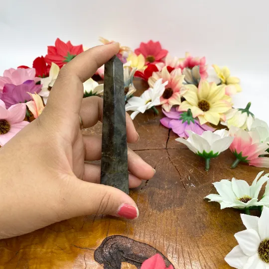 Labradorite Massage Wand, Gemstone Massage Wand, Polished Labradorite, Crystal Healing Wand, Tower Point, Self Care, Unique Gifts