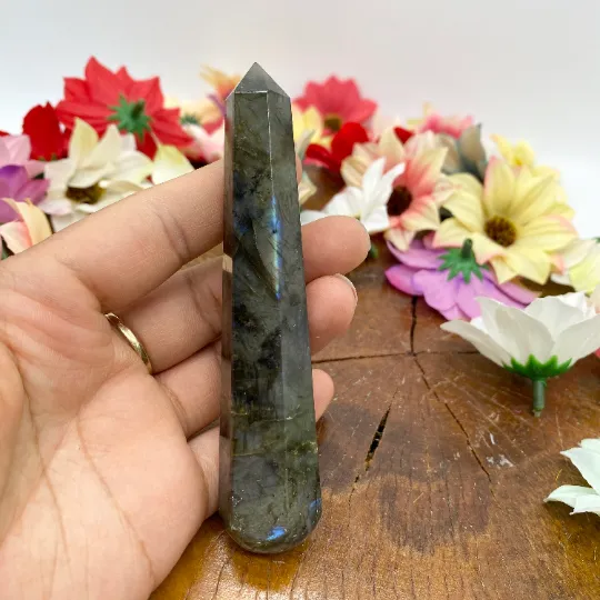 Labradorite Massage Wand, Gemstone Massage Wand, Polished Labradorite, Crystal Healing Wand, Tower Point, Self Care, Unique Gifts