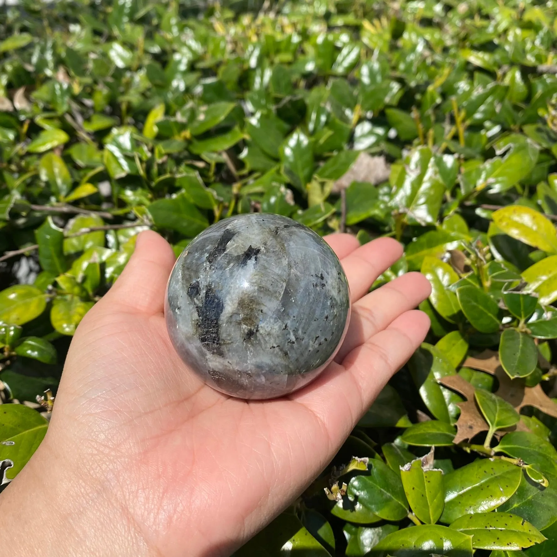 Labradorite Sphere Ball, Crystal Ball, Rainbow Infused  Labradorite Ball, Healing Crystal, 75 mm Polished Labradorite Transformation Crystal