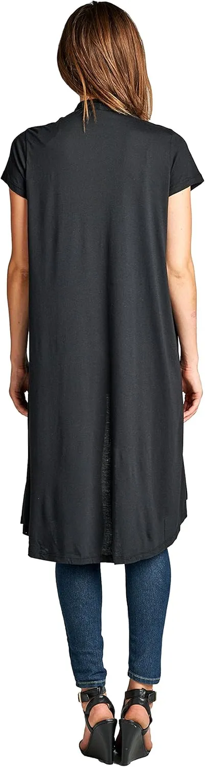Lightweight Open Front Classic Solid Short Sleeve Cardigan for Women - Made in USA