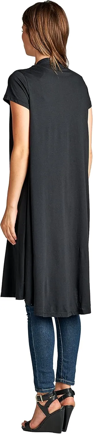 Lightweight Open Front Classic Solid Short Sleeve Cardigan for Women - Made in USA