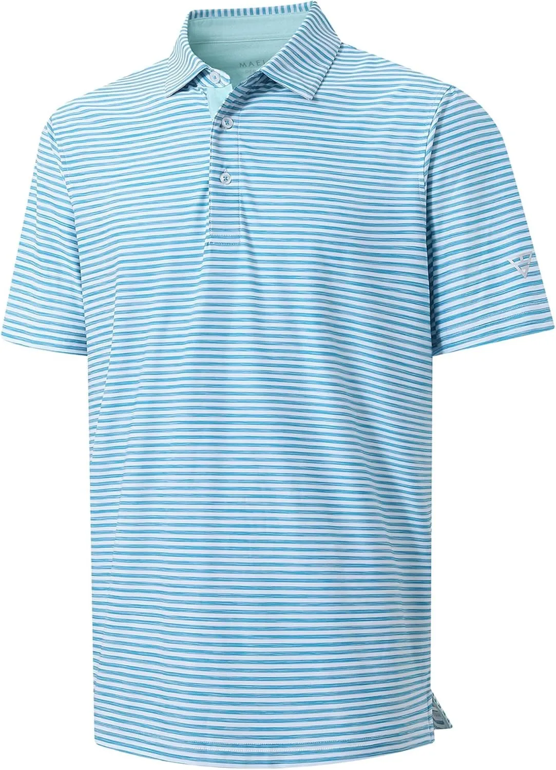 M MAELREG Golf Polo Shirts for Men Short Sleeve Dry Fit Striped Performance Moisture Wicking Collared Casual Mens Golf Shirt