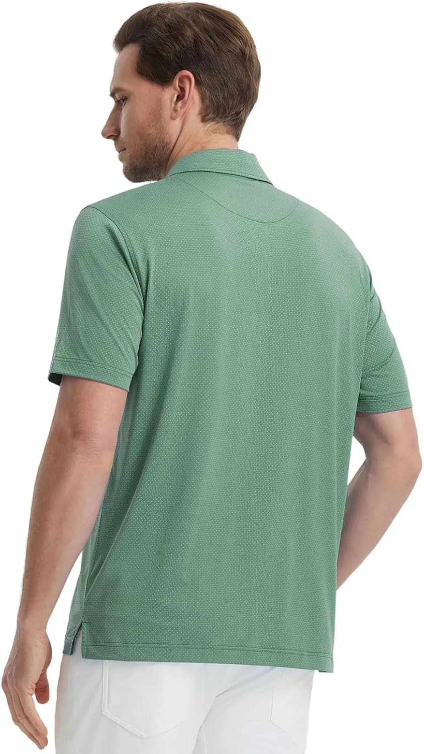 M MAELREG Mens Golf Shirts Moisture Wicking Dry Fit Business Casual Stretch Jacquard Short Sleeve Golf Polo Shirts for Men
