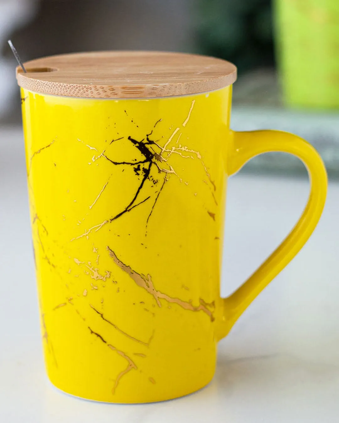 'Marbleised' Coffee Mug - Yellow