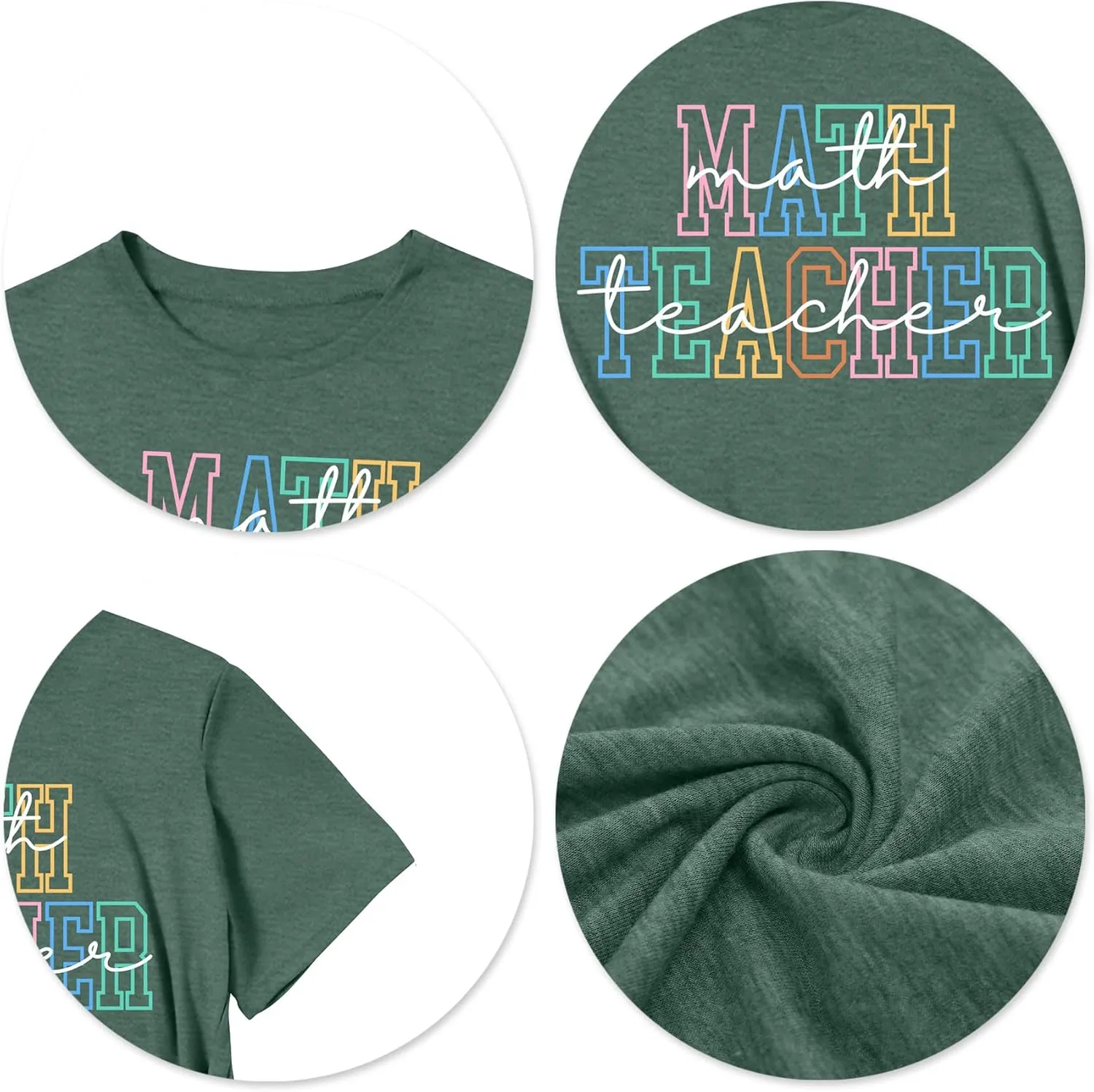 Math Teacher Shirt for Women: Funny Teacher Letter Print Tee Shirt Teacher Life Short Sleeve Tee Tops