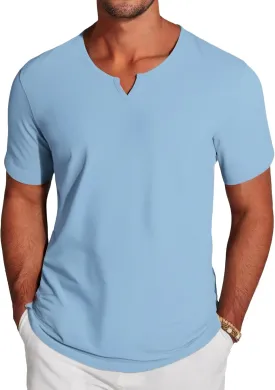 Men's Cotton T Shirts Short Sleeve Classic V Neck Tops Summer Casual Basic Tee Muscle Workout Shirt