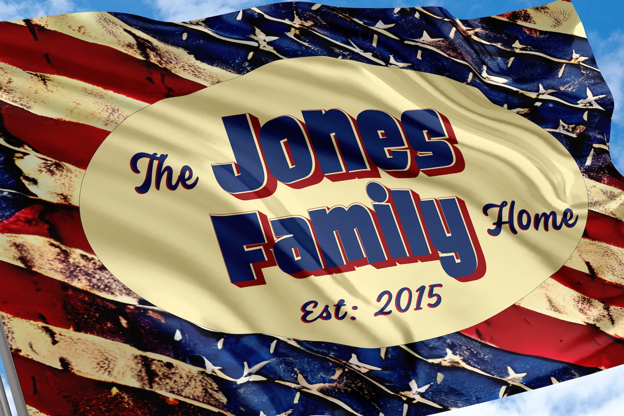 Personalized House Flag, Custom Family Last Name and Est Year, Patriotic American Garden Sign, Double Sided, Multiple Sizes, UV resistant, Polyester Garden Yard, Outdoor Decoration
