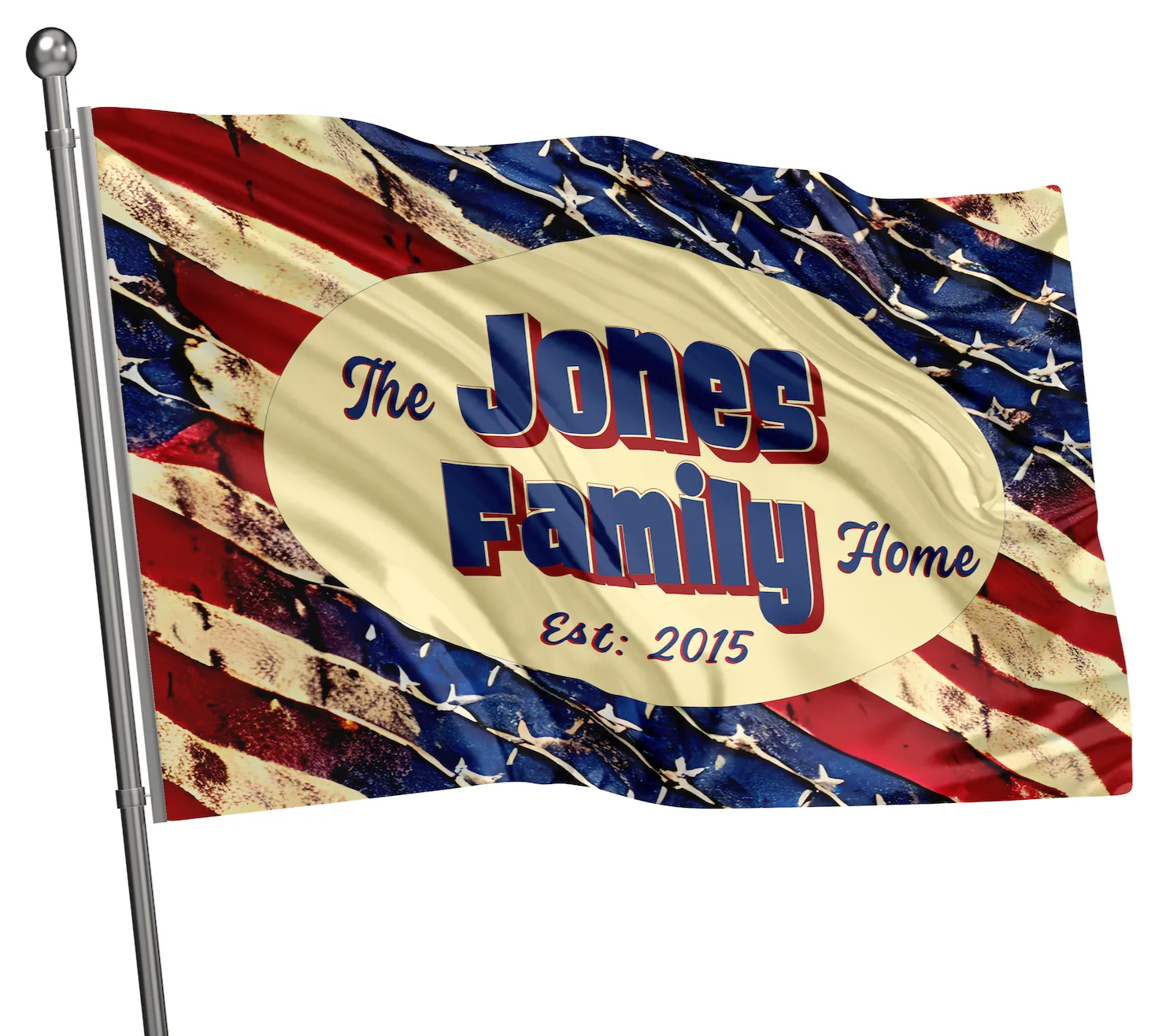 Personalized House Flag, Custom Family Last Name and Est Year, Patriotic American Garden Sign, Double Sided, Multiple Sizes, UV resistant, Polyester Garden Yard, Outdoor Decoration